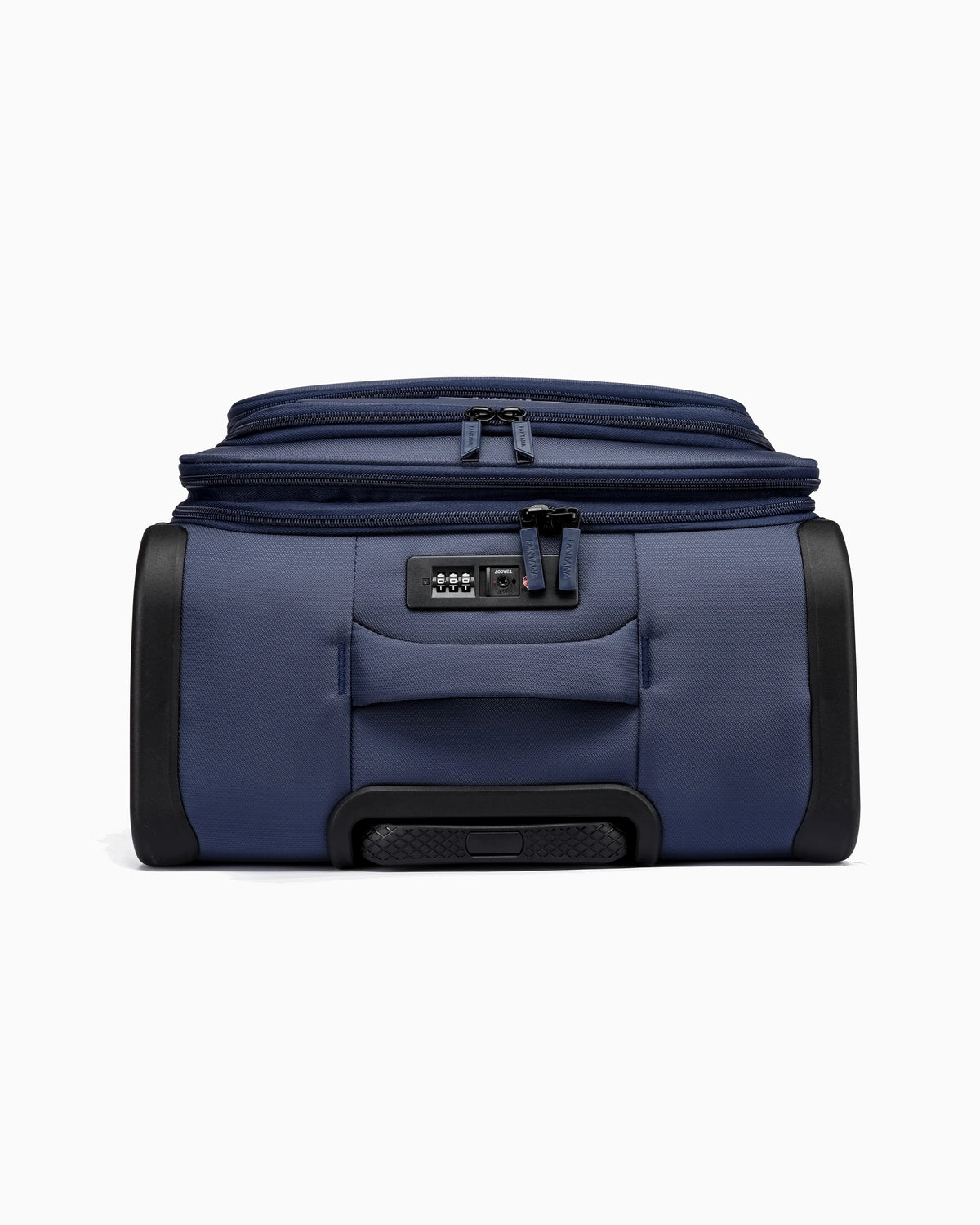 Navy Tartan — Starlet soft canvas suitcase, 55cm cabin, open, packed