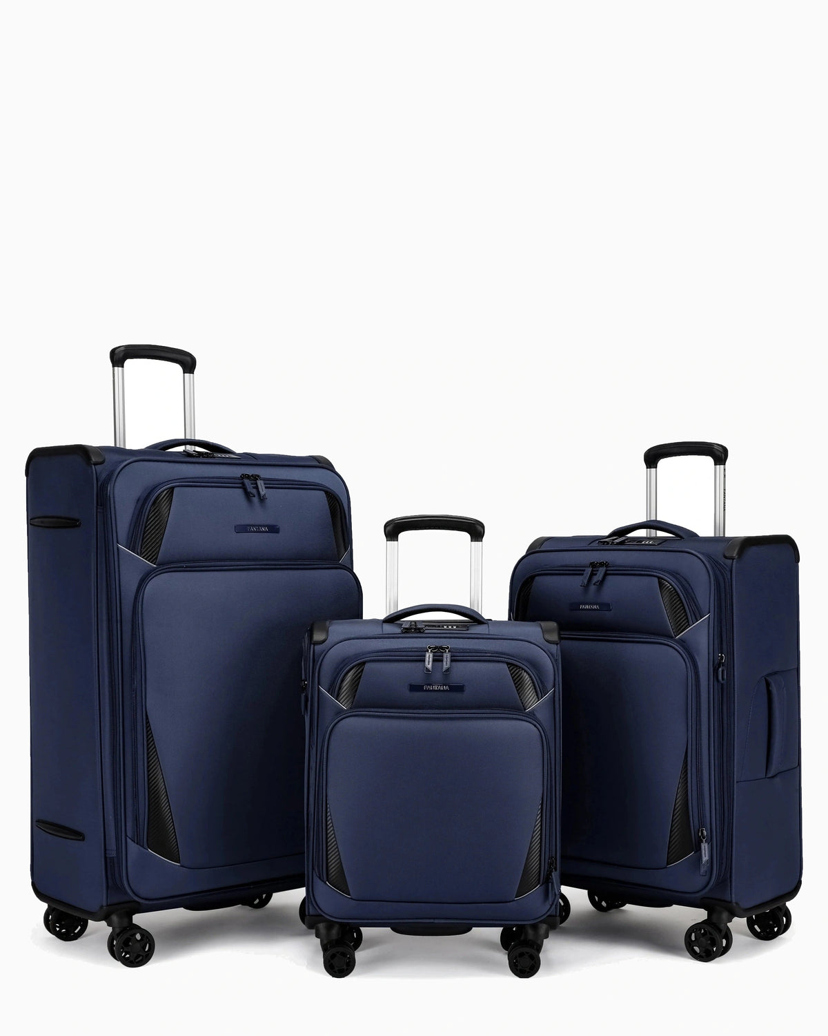 Navy Tartan — Starlet soft canvas suitcase set of 3, cabin, medium and large
