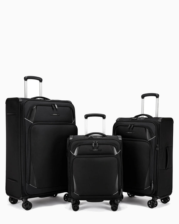 Charcoal — Starlet soft canvas suitcase set of 3, cabin, medium and large