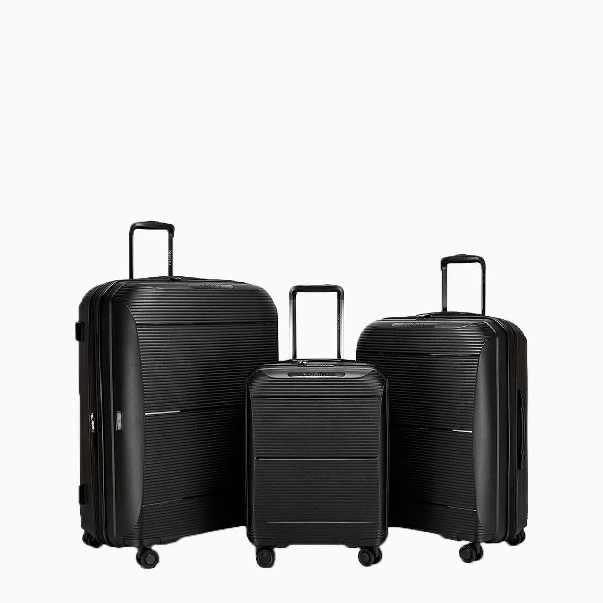 Charcoal — Dallas hard shell suitcase set of 3, cabin, medium and large, open