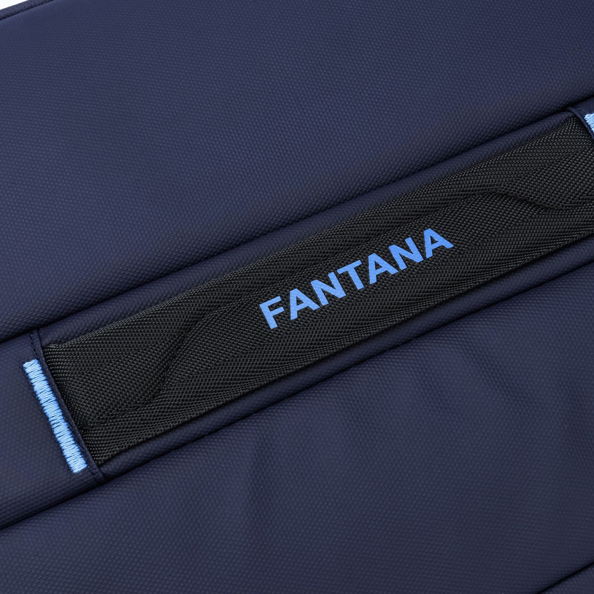 Navy — Voyager Rolling Bag, logo tab, detail