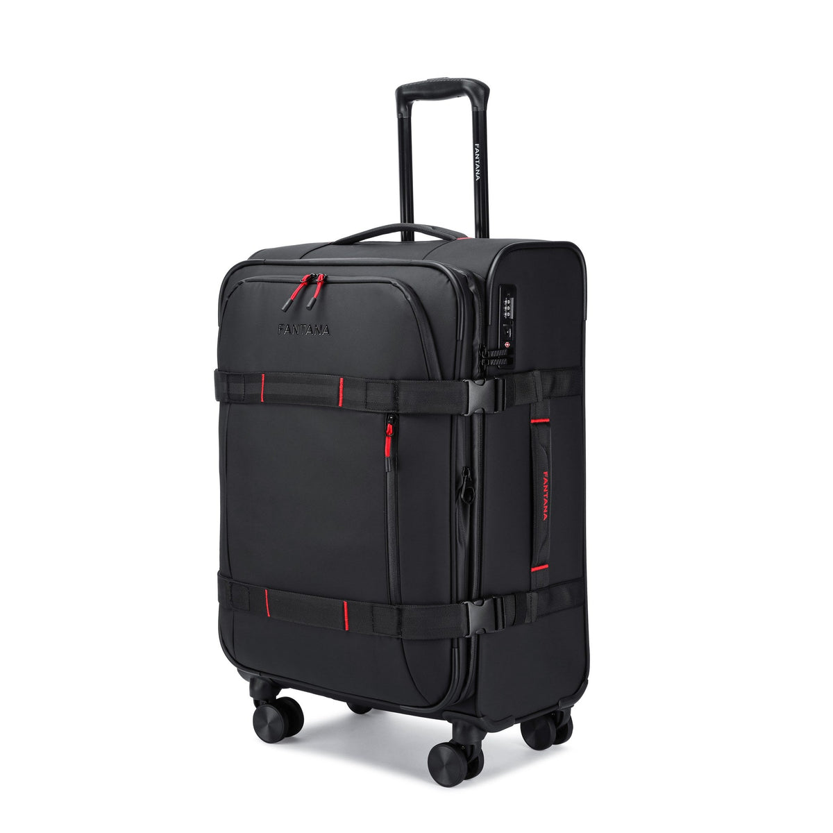 Charcoal — Voyager Spinner Trolley Case, three-quarter view