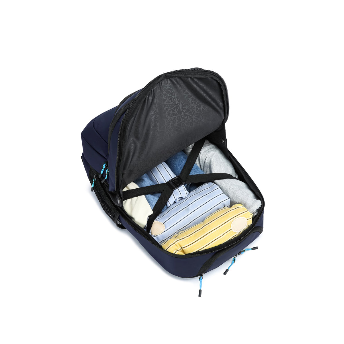 Navy — Voyager Backpack Trolley, packed