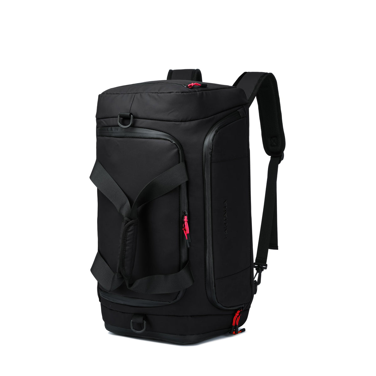 Charcoal — Voyager Holdall, as a backpack, three-quarter view