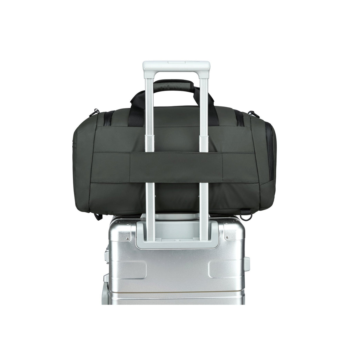 Olive — Voyager Holdall, on a case's trolley handle