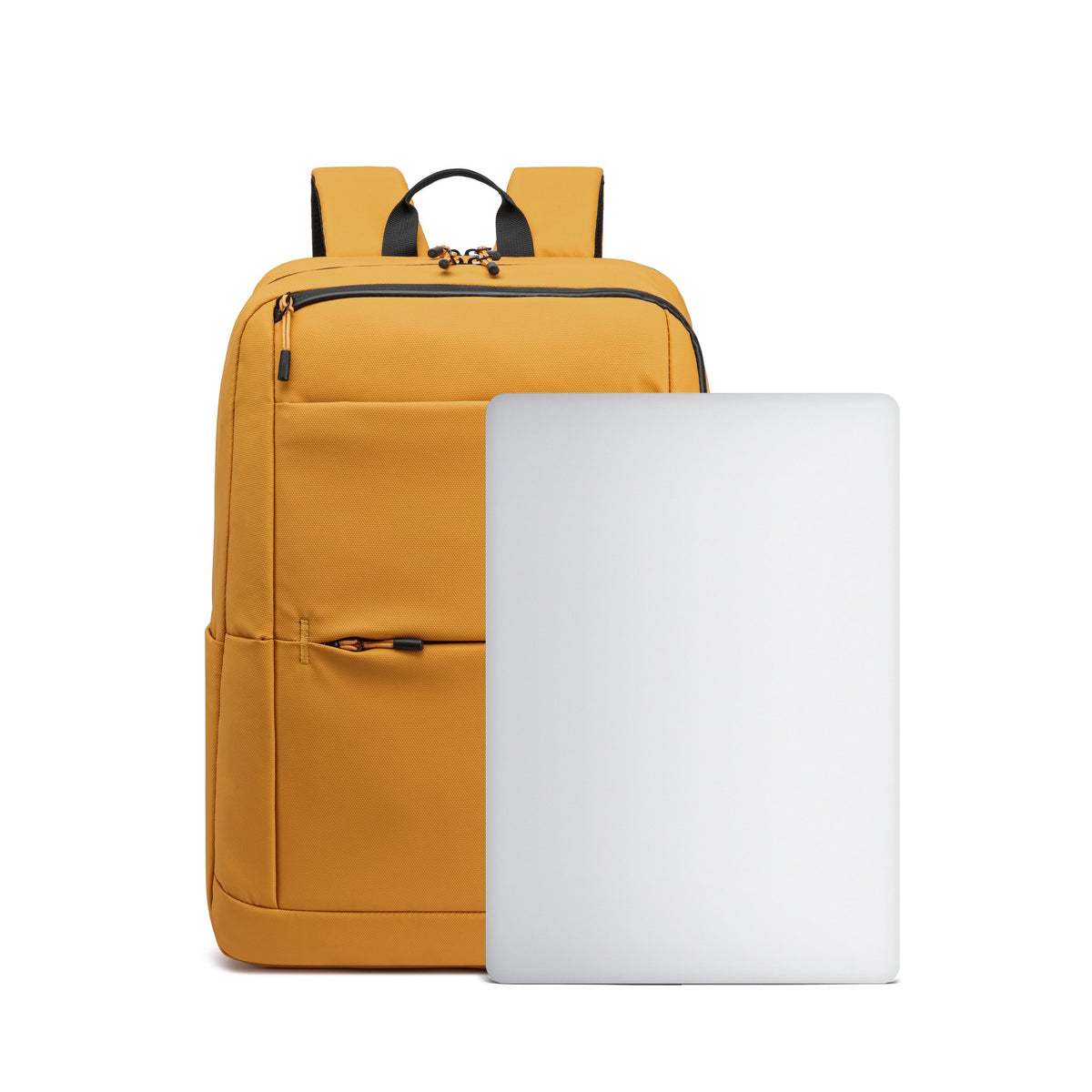 Mustard — Voyager Laptop Backpack, shown to scale
