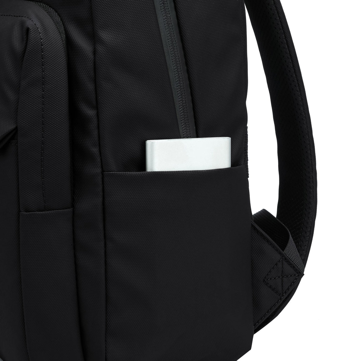 Charcoal — Voyager Backpack, three-quarter view