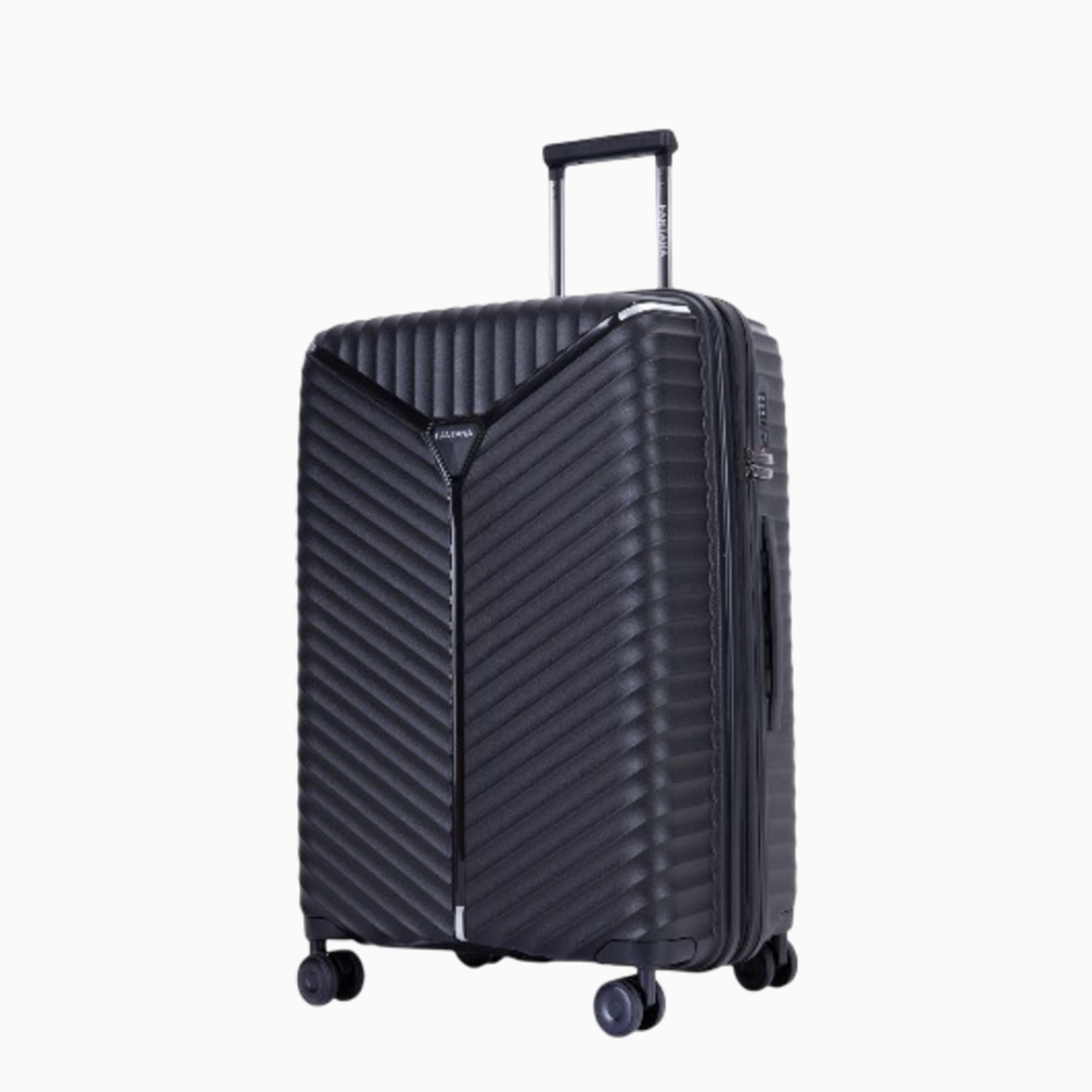 Charcoal — Mars hard shell suitcase, 55.5cm cabin, front, three-quarter view