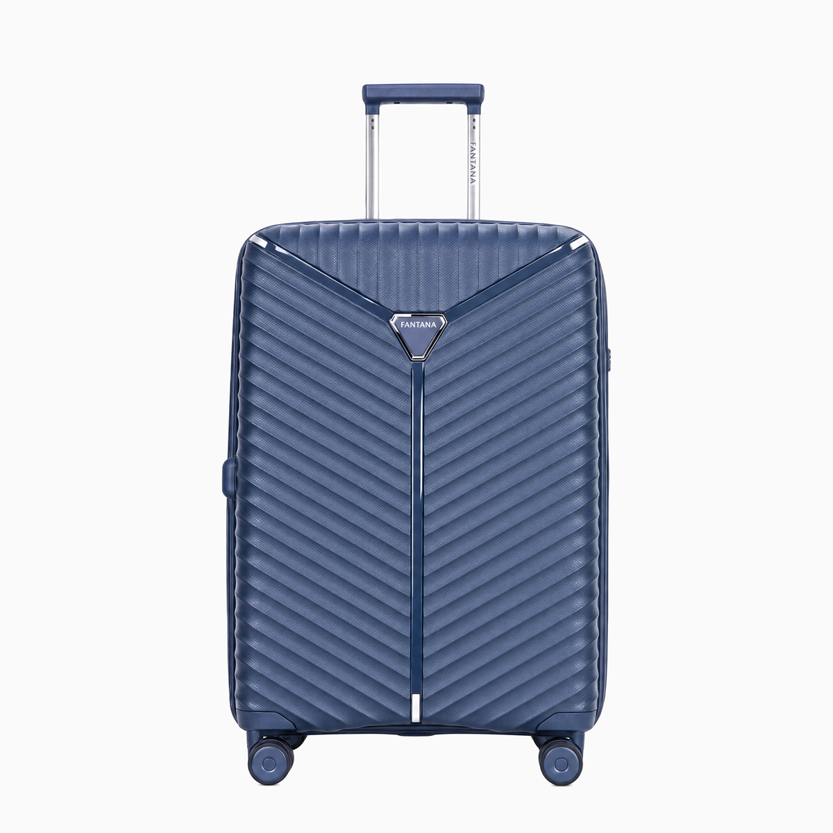Navy — Mars hard shell suitcase, 69.5cm medium, front