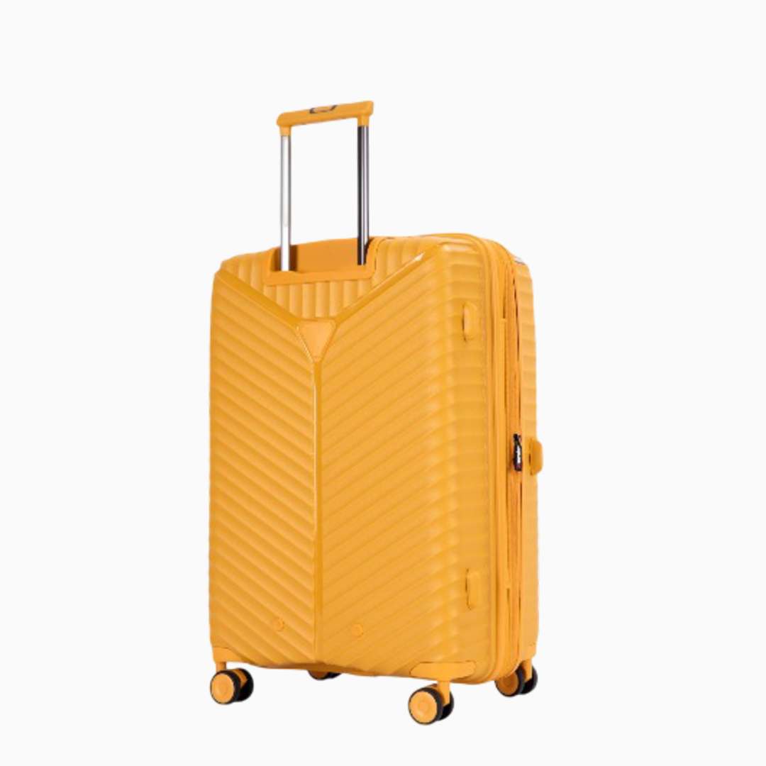 Sherbet Lemon — Mars hard shell suitcase, 69.5cm medium, back, three-quarter view