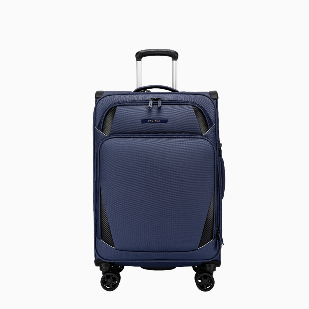 Navy Tartan — Starlet soft canvas suitcase, 76cm large, front (one of the set of 3)