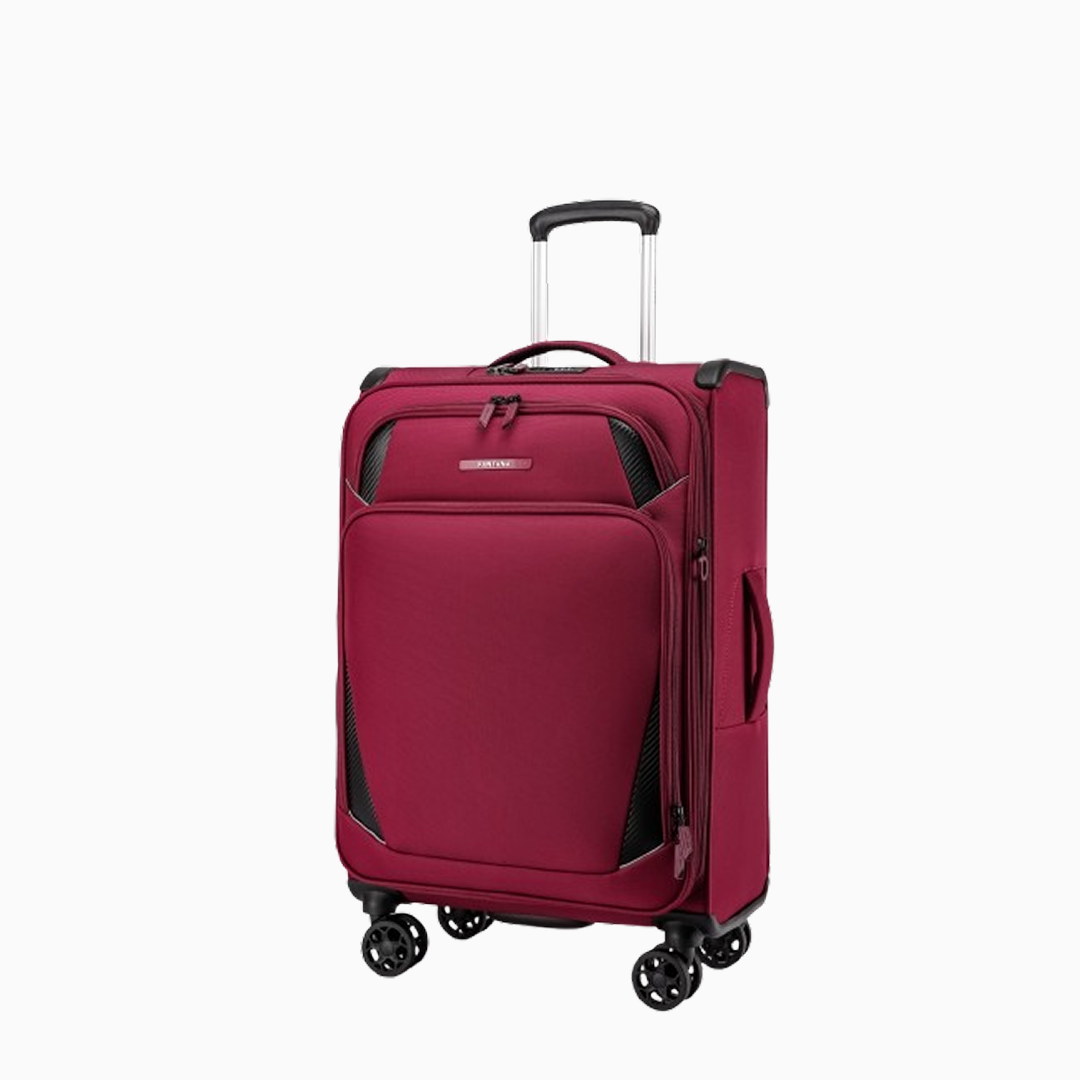 Burgundy — Starlet soft canvas suitcase, 76cm large, front