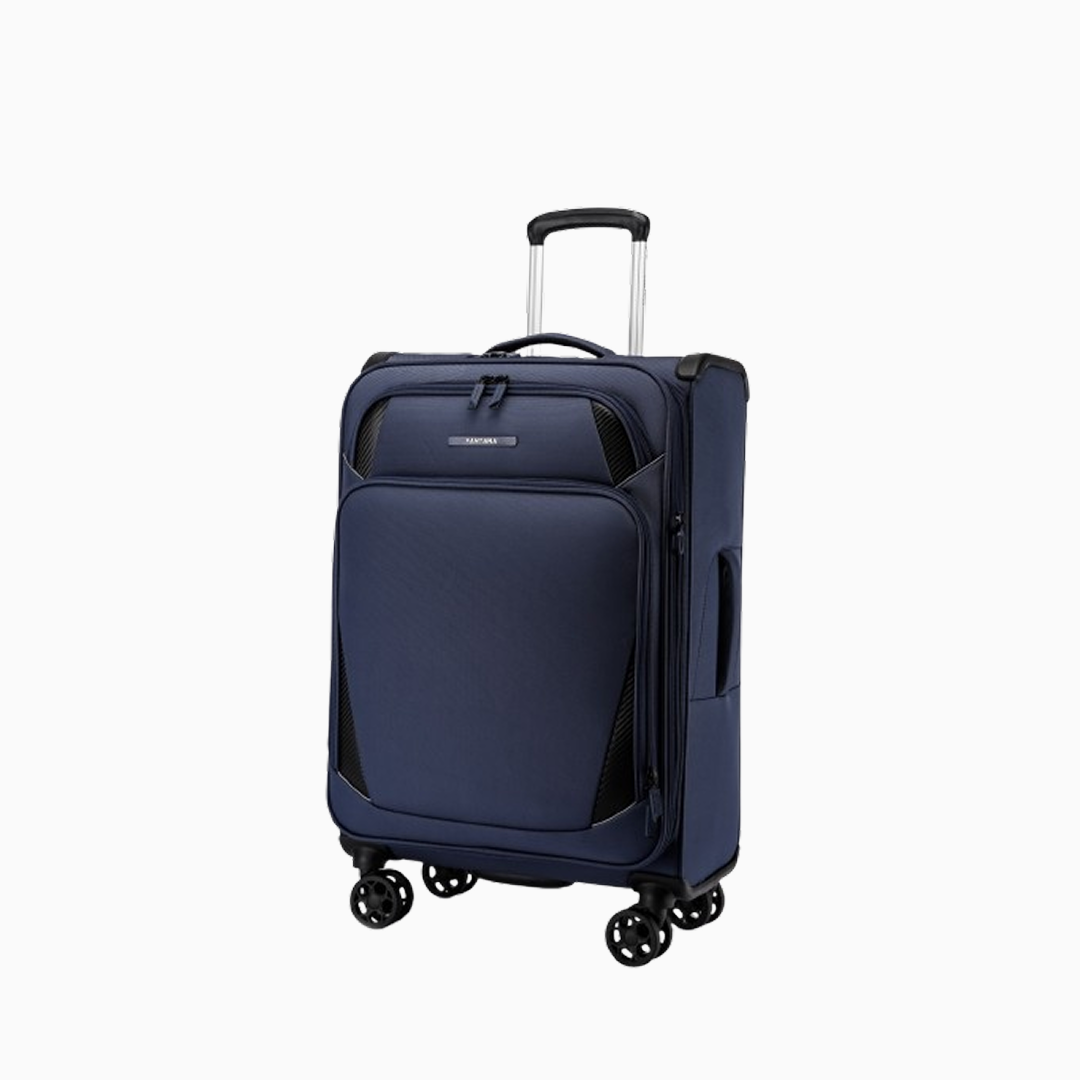 Navy Tartan — Starlet soft canvas suitcase, 76cm large, front