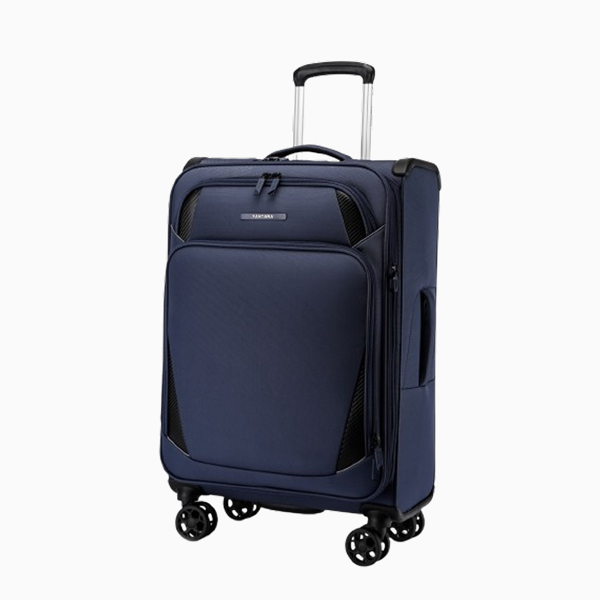 Navy Tartan — Starlet soft canvas suitcase, 61cm medium, front, three-quarter view