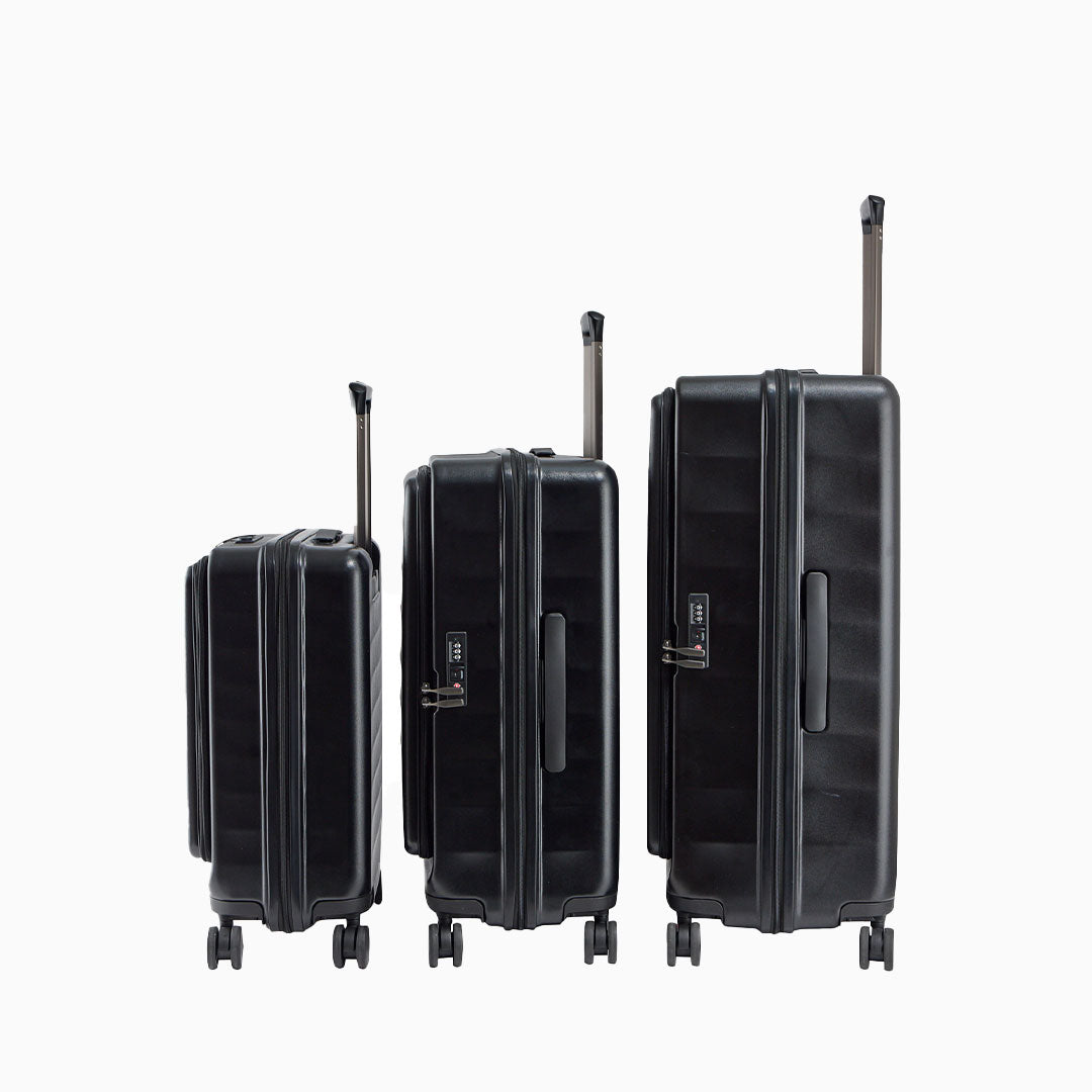Charcoal — Phoenix hard shell suitcase, 55cm cabin, shown to scale