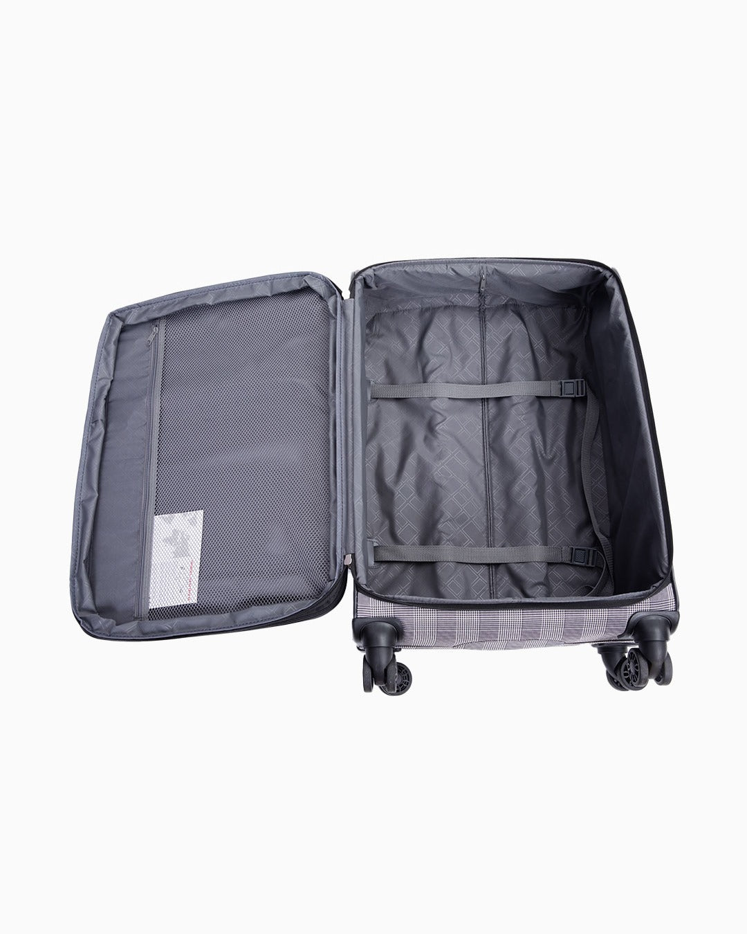 Grey Check — Fantana Prints soft case, open, interior