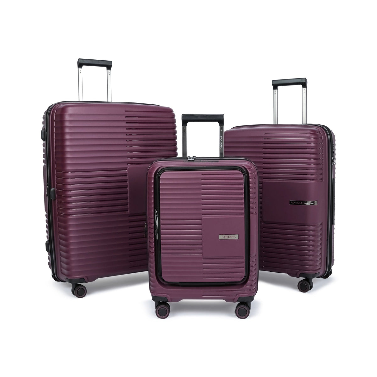Burgundy — Ridge hard shell suitcase, 75cm large, set of three