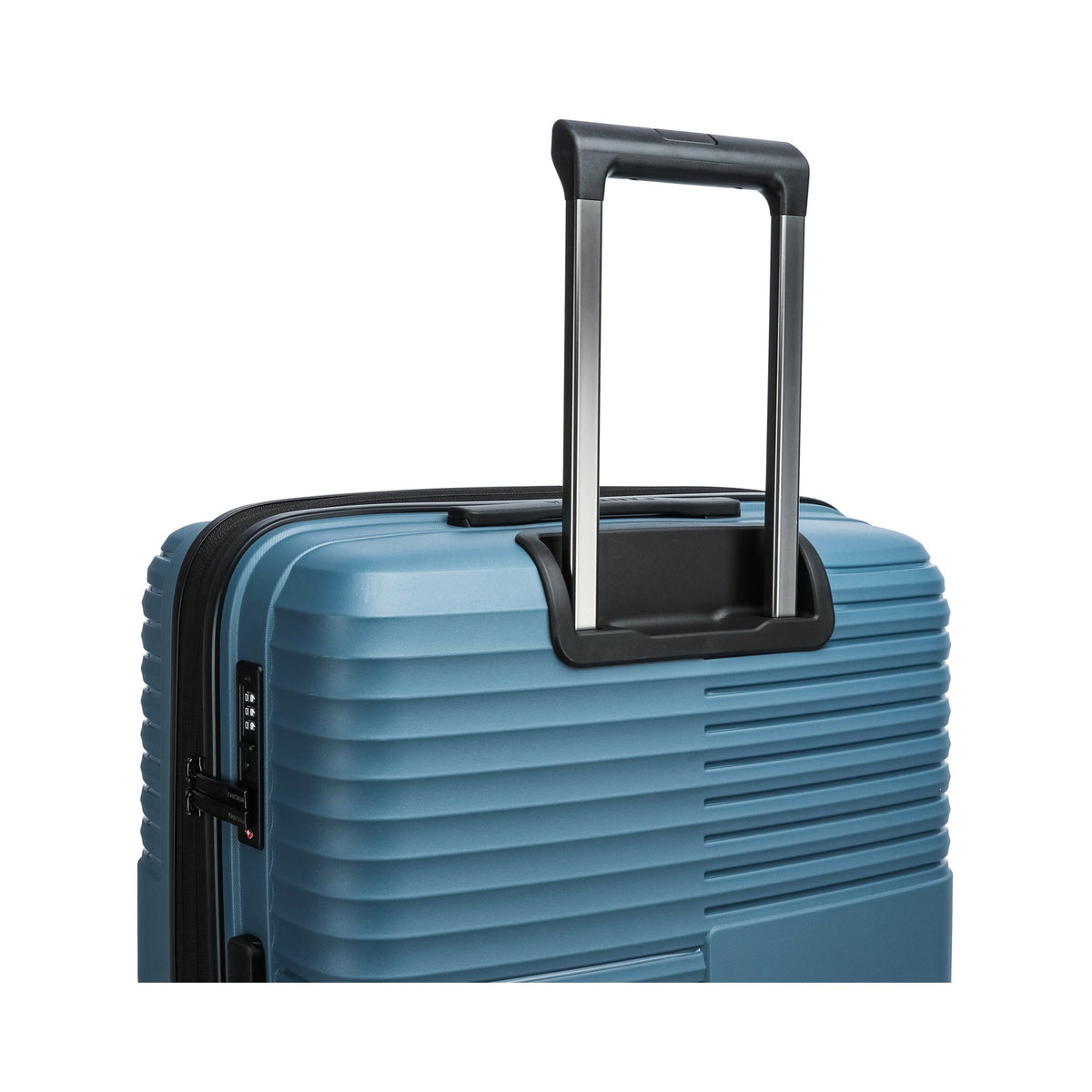 Slate — Ridge hard shell suitcase, 55cm cabin, back, handle extended