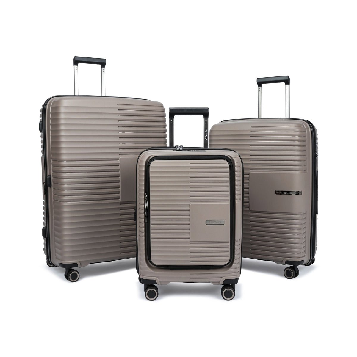 Taupe — Ridge hard shell suitcase, 65cm medium, set of three
