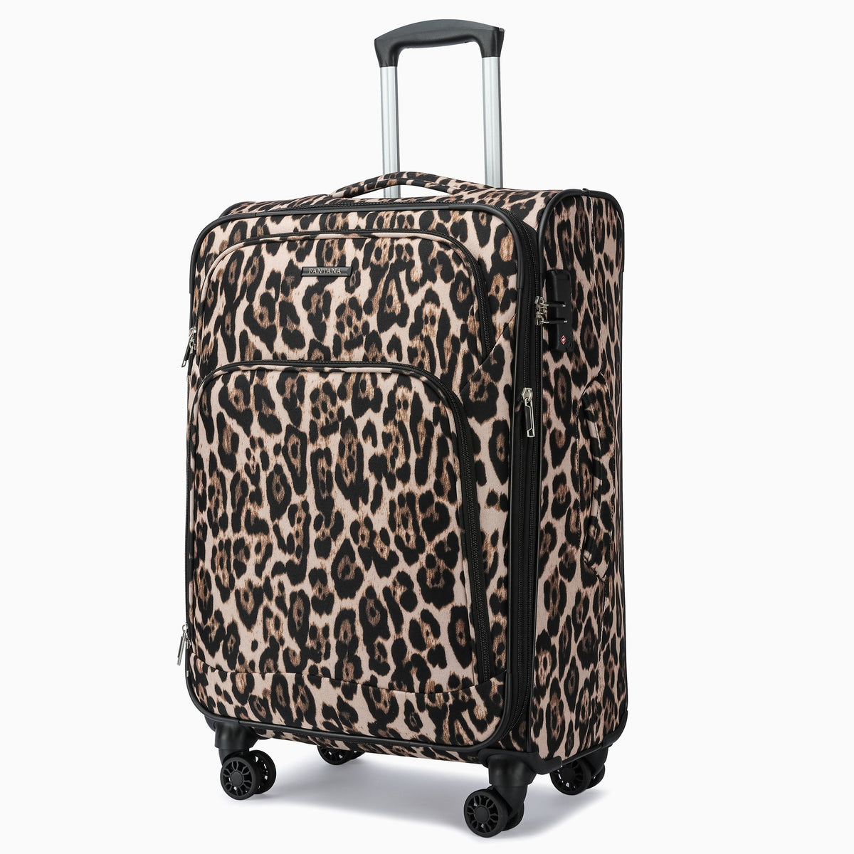 Leopard — Fantana Prints soft case, front, three-quarter view