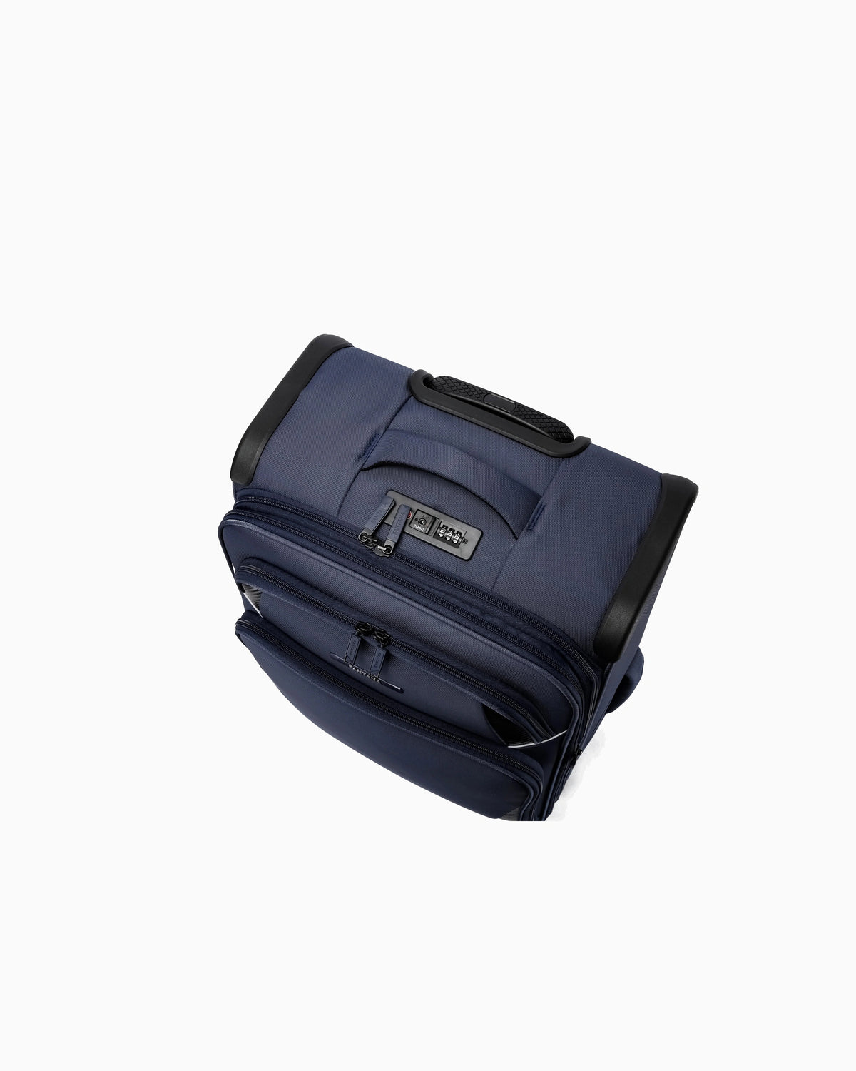 Navy Tartan — Starlet soft canvas suitcase, 55cm cabin, open