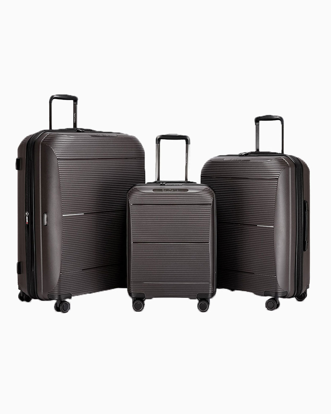 Graphite — Dallas hard shell suitcase, 78.5cm large, shown as a set of three