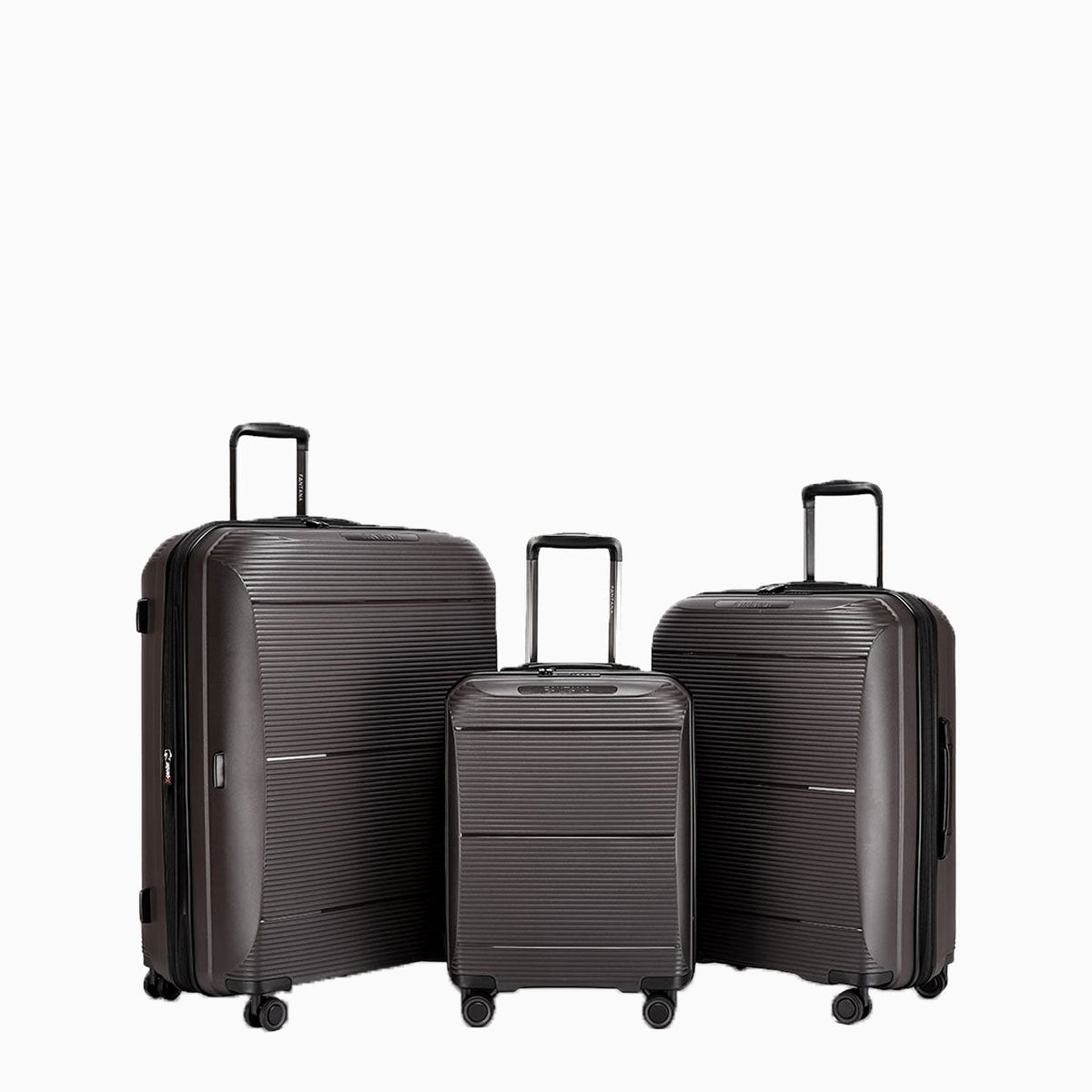 Graphite — Dallas hard shell suitcase set of 3, cabin, medium and large, open