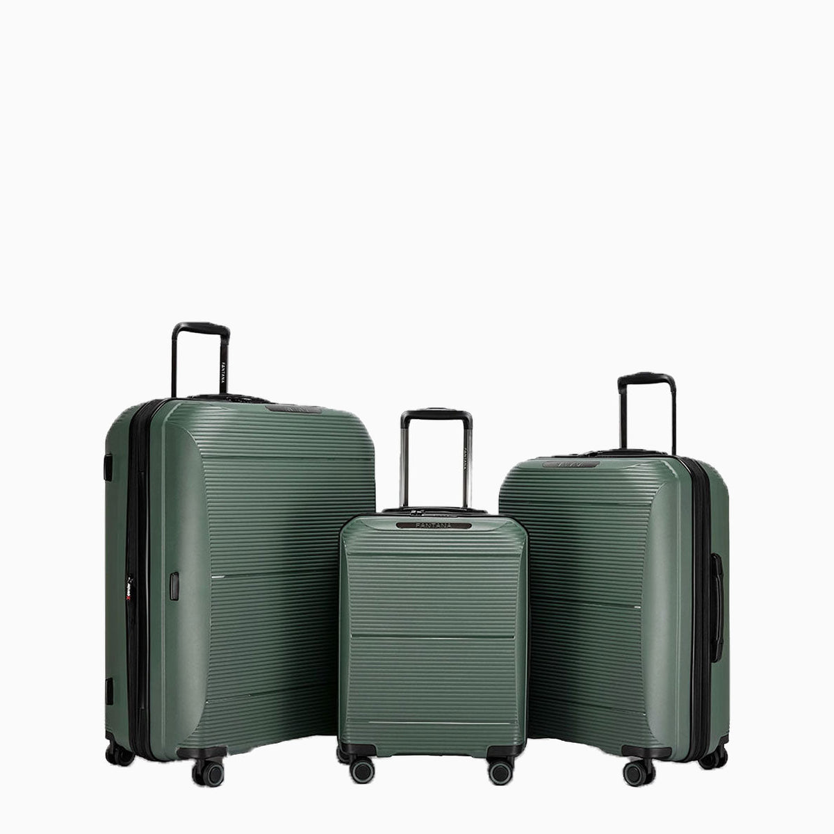 Forest — Dallas hard shell suitcase set of 3, cabin, medium and large, open
