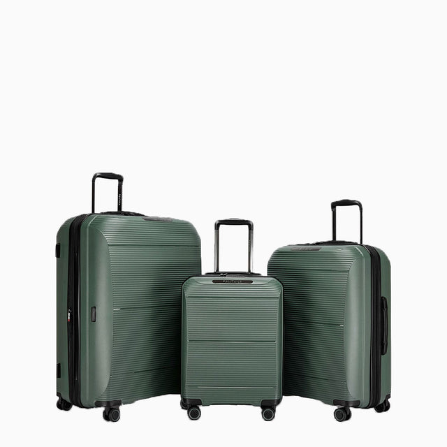 Forest — Dallas hard shell suitcase set of 3, cabin, medium and large, open