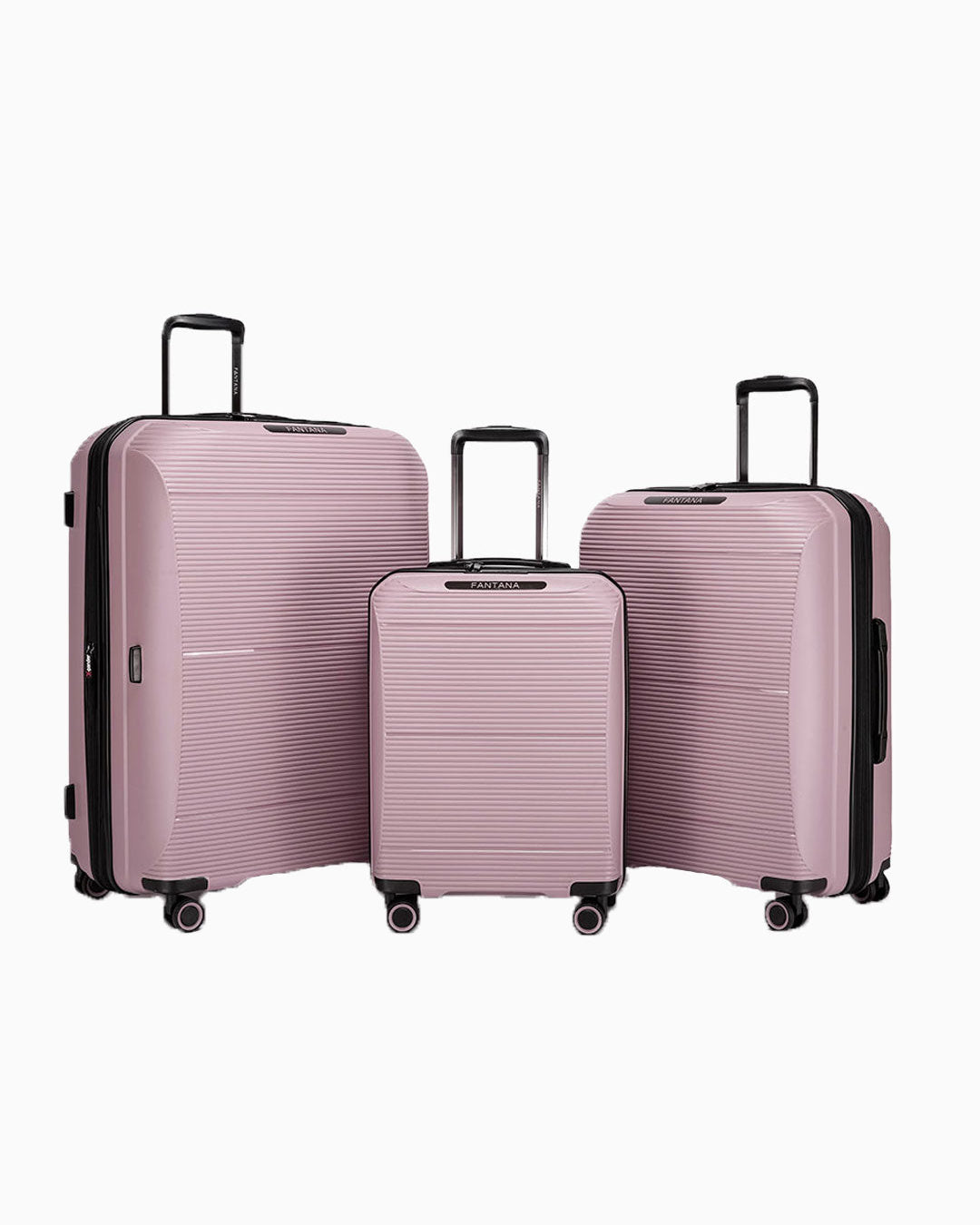 Pink — Dallas hard shell suitcase, 55.5cm cabin, shown as a set of three