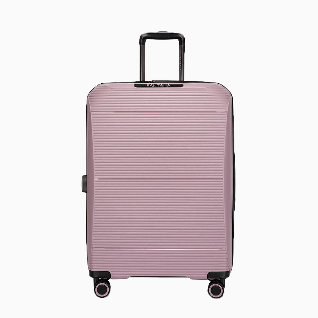 Pink — Dallas hard shell suitcase, one case from the set of 3, closed, front