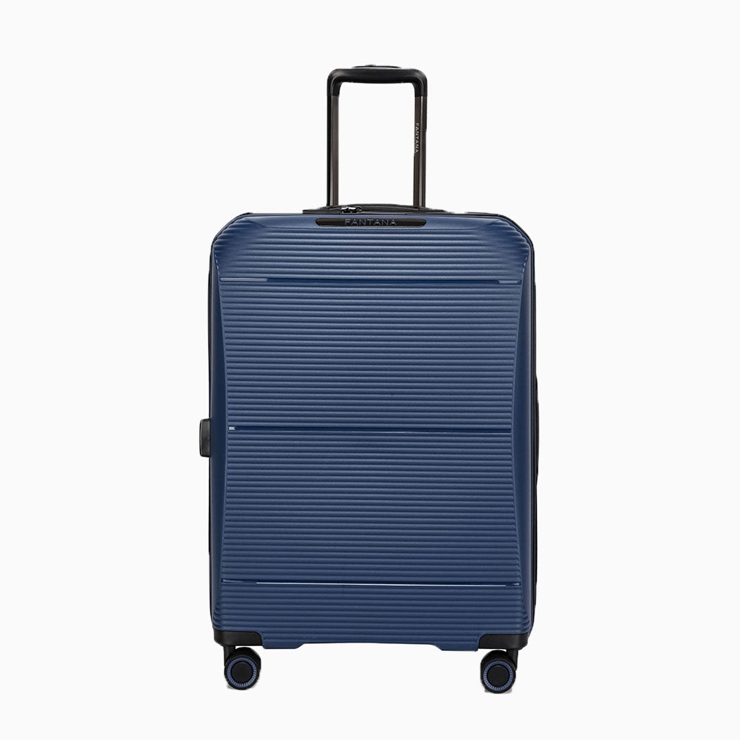 Navy — Dallas hard shell suitcase, one case from the set of 3, closed, front