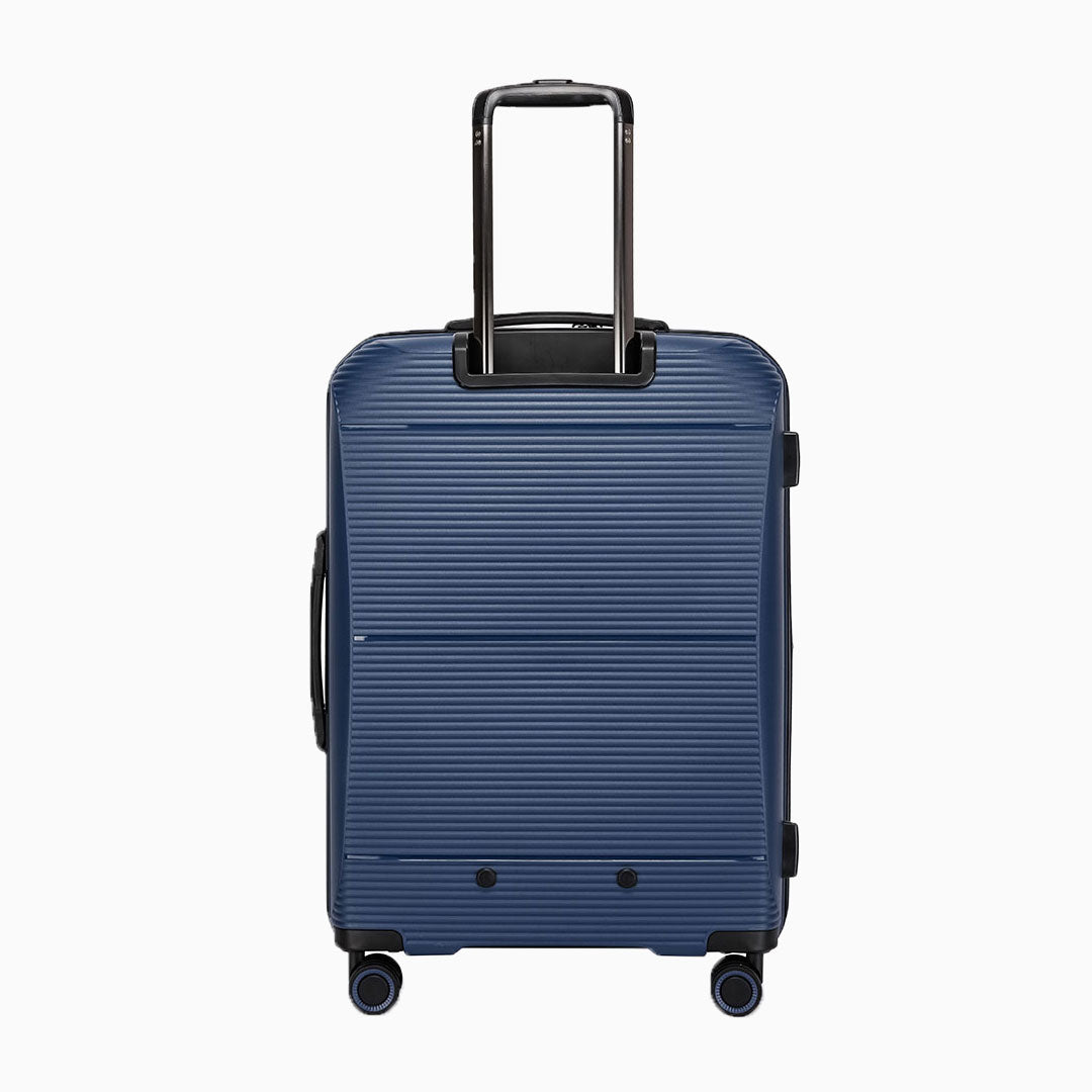 Navy — Dallas hard shell suitcase, 68cm medium, front