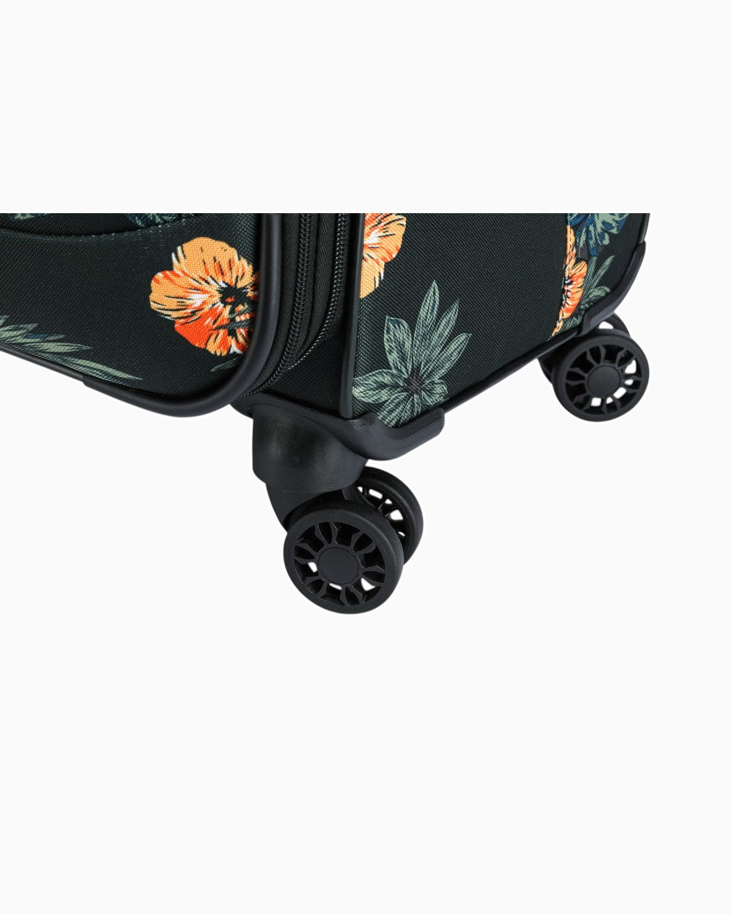 Floral — Fantana Prints soft case, double spinner wheels, close-up
