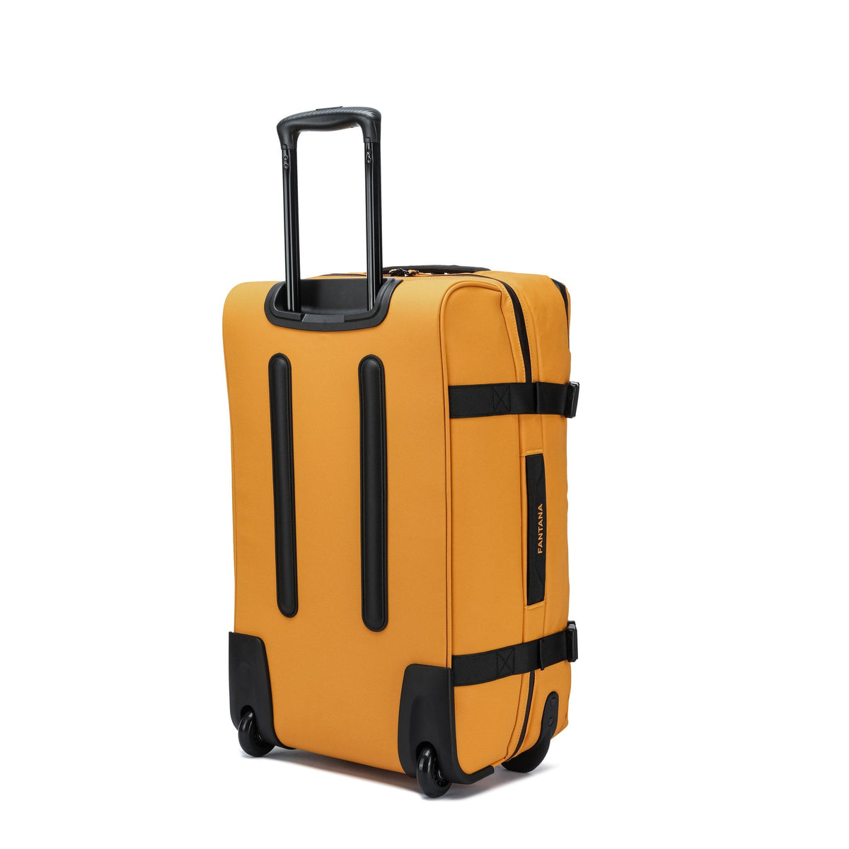 Mustard — Voyager Rolling Bag, three-quarter view from behind
