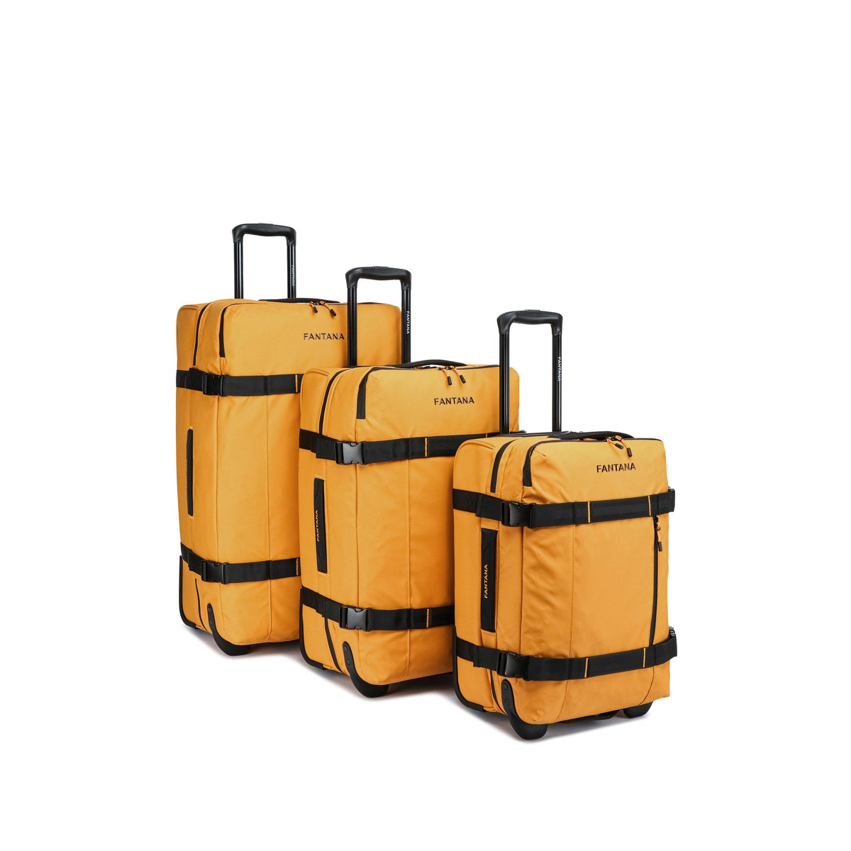 Mustard — Voyager Rolling Bag, all three sizes together