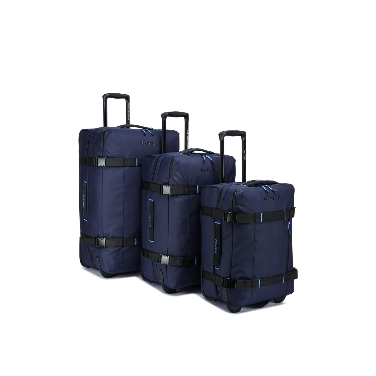 Navy — Voyager Rolling Bag, all three sizes together