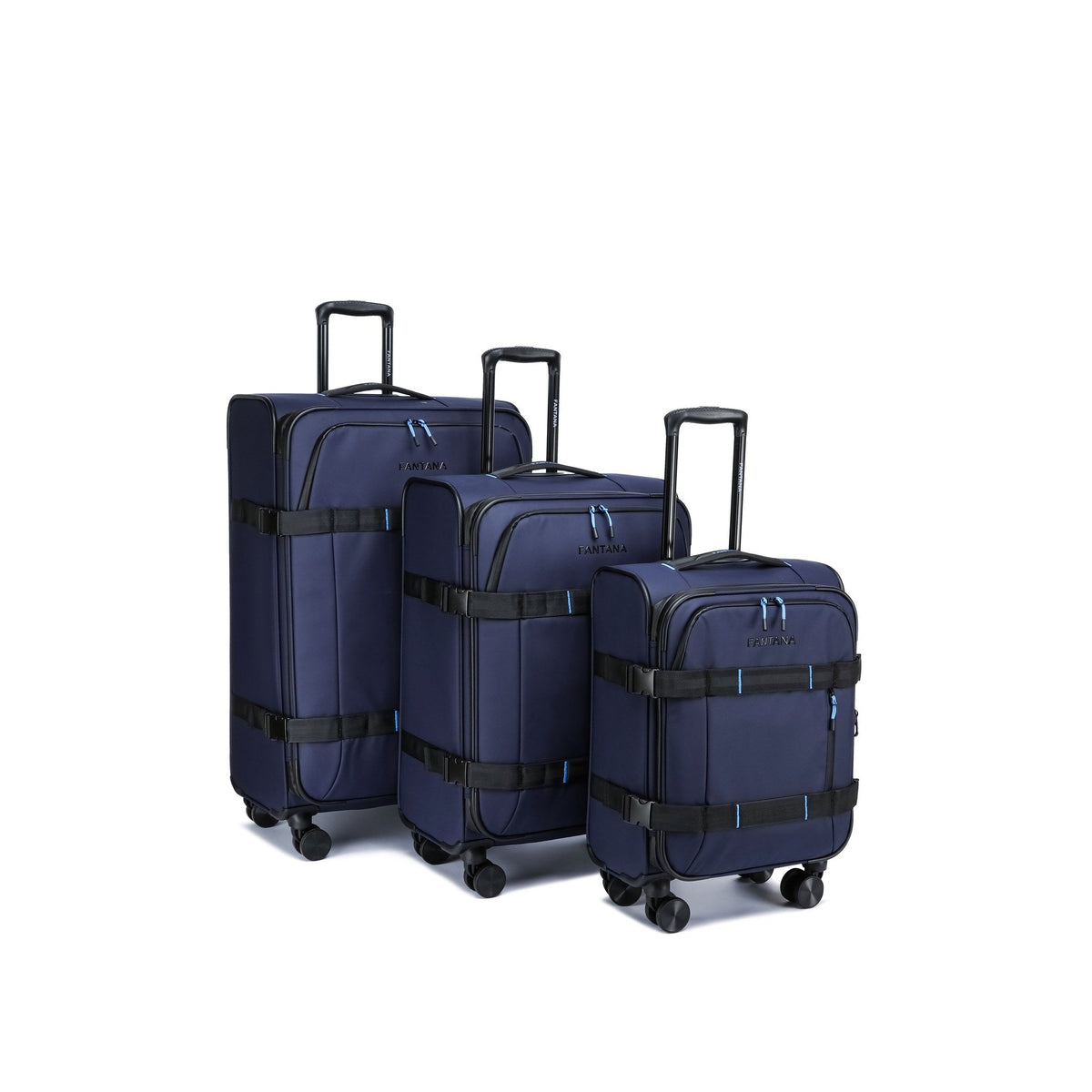 Navy — Voyager Spinner Trolley Case, all three sizes together