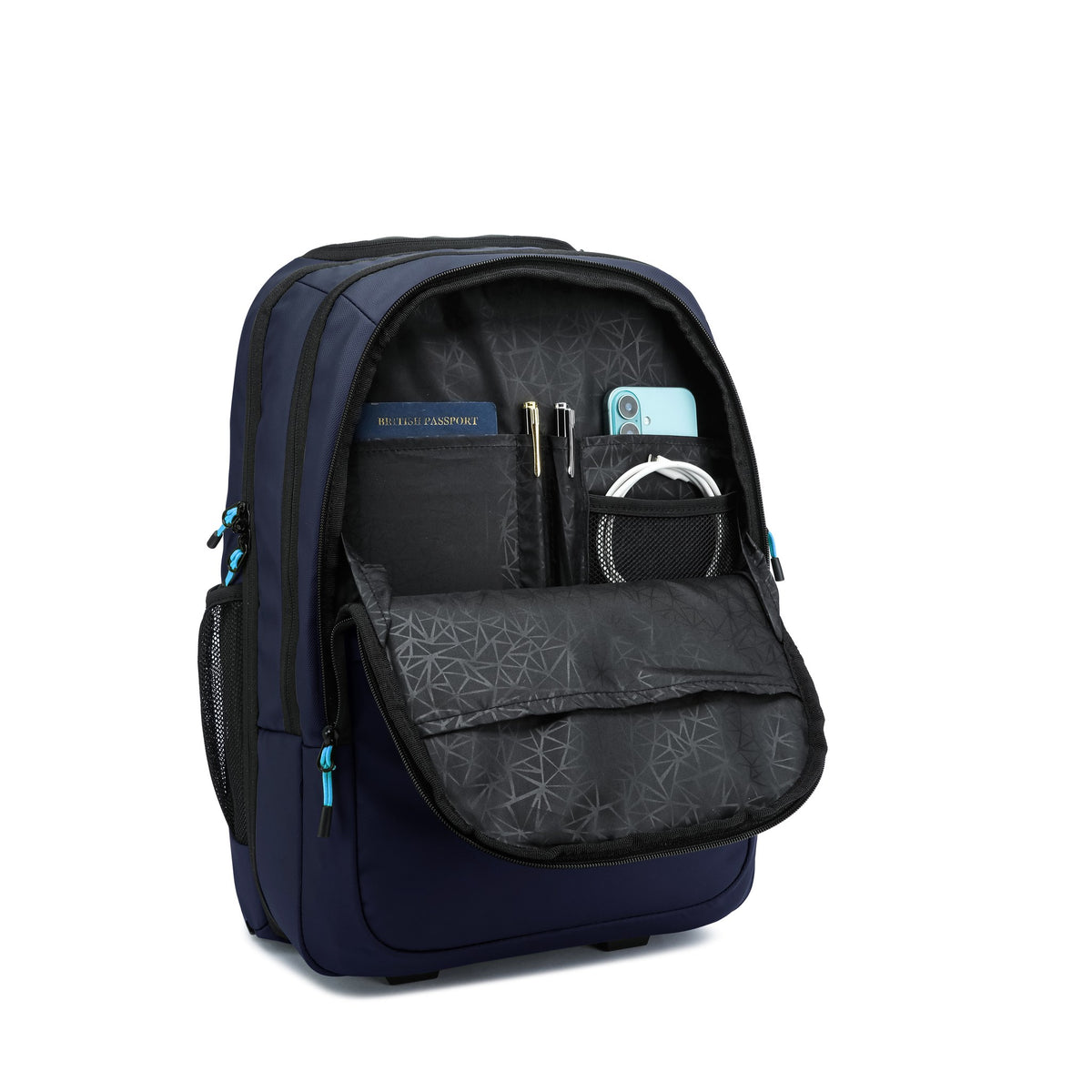Navy — Voyager Backpack Trolley, front organiser