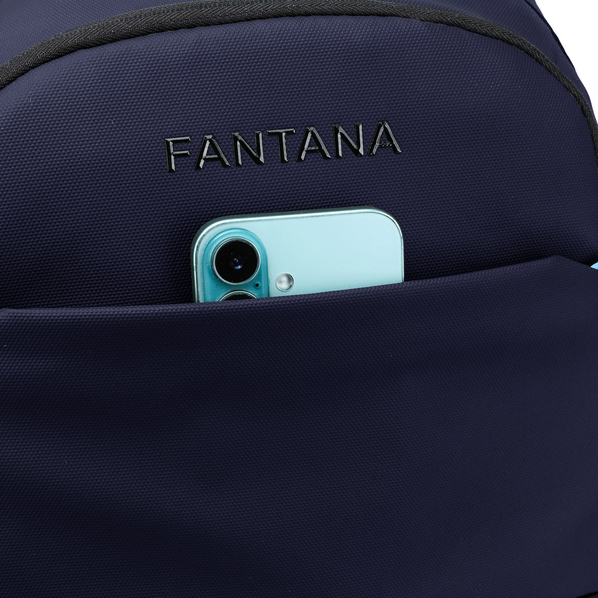 Navy — Voyager Backpack Trolley, front pocket, detail