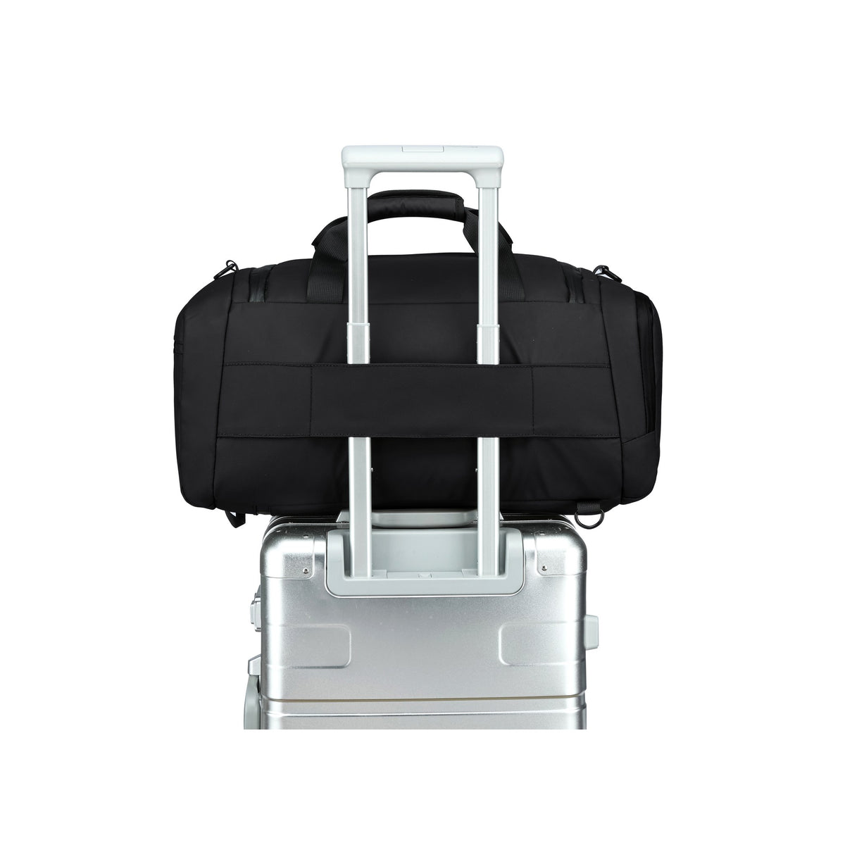 Charcoal — Voyager Holdall, on a case's trolley handle
