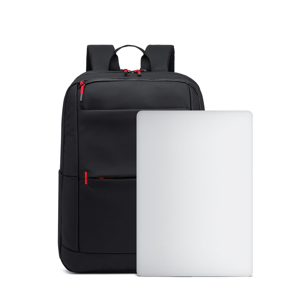 Charcoal — Voyager Laptop Backpack, shown to scale