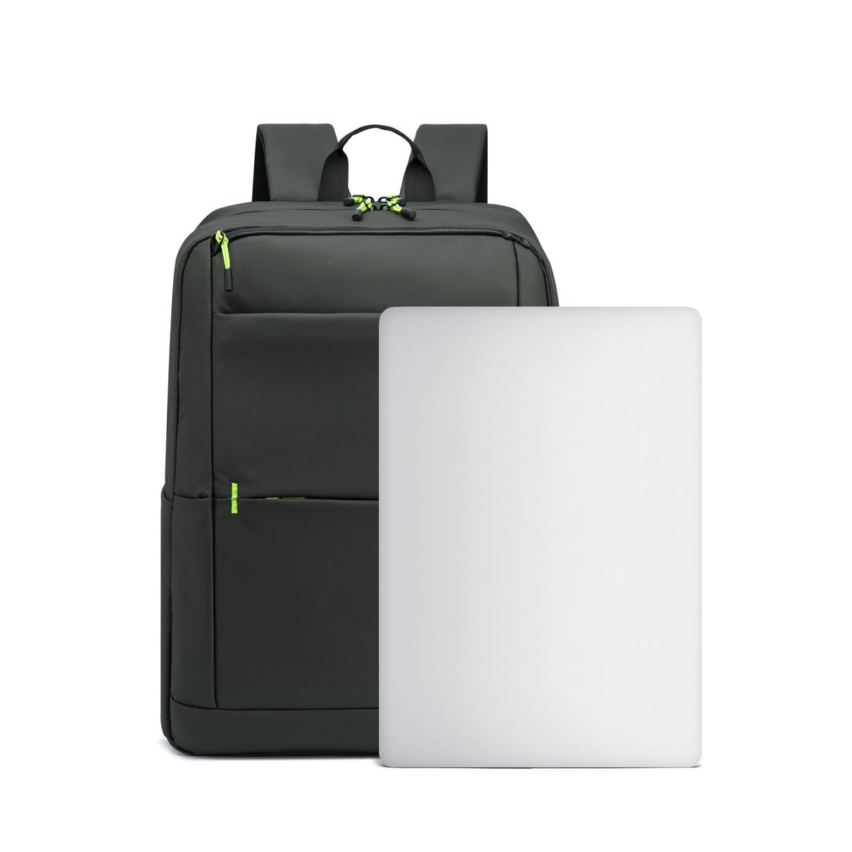 Olive — Voyager Laptop Backpack, shown to scale