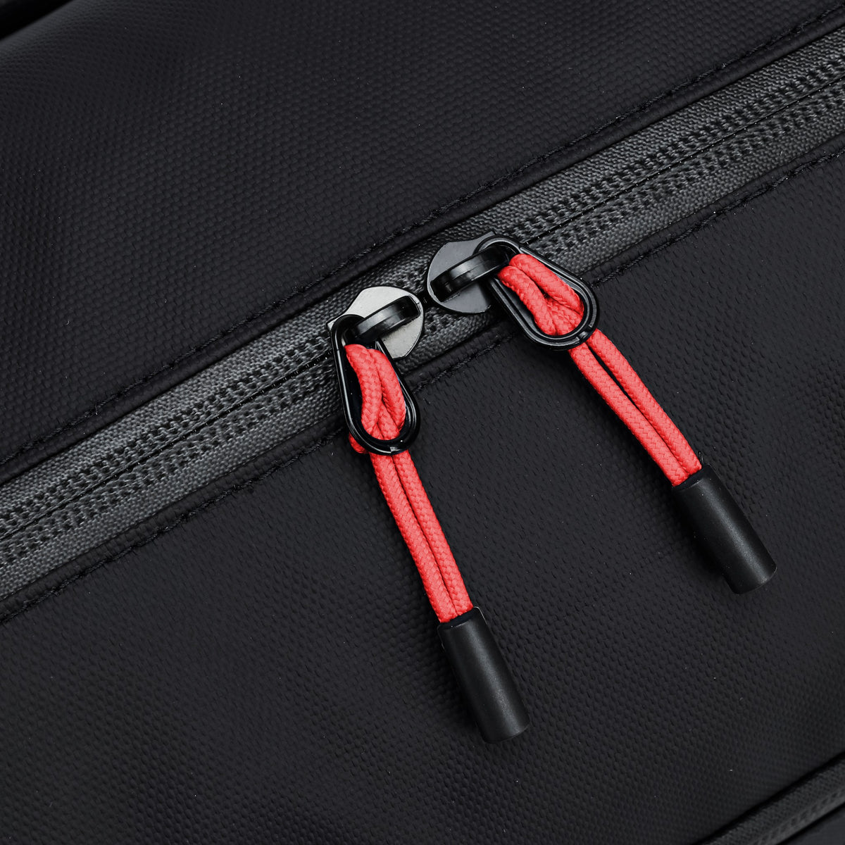 Charcoal — Voyager Shoulder Bag, zip pulls, detail