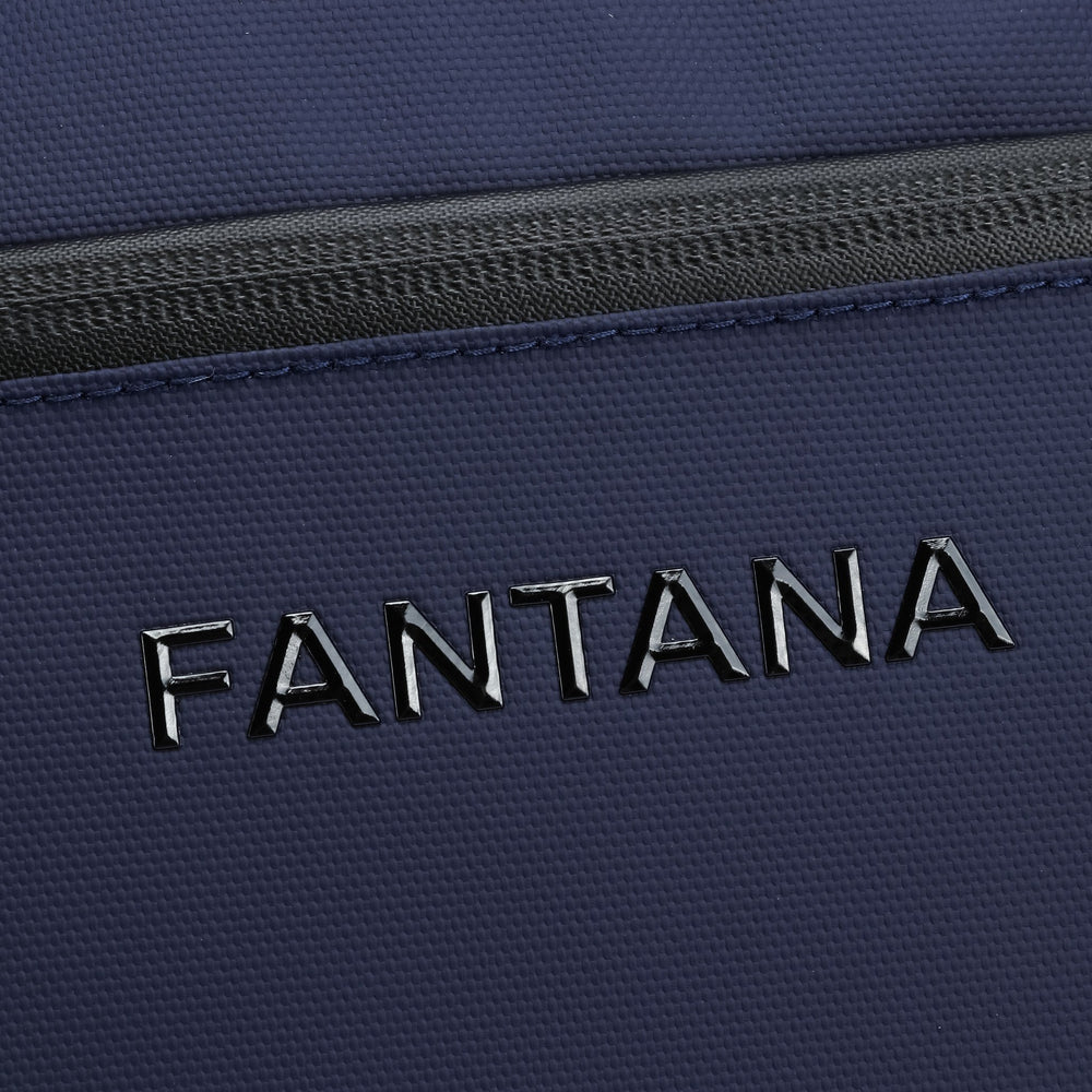 Navy — Voyager Shoulder Bag, embossed logo, detail