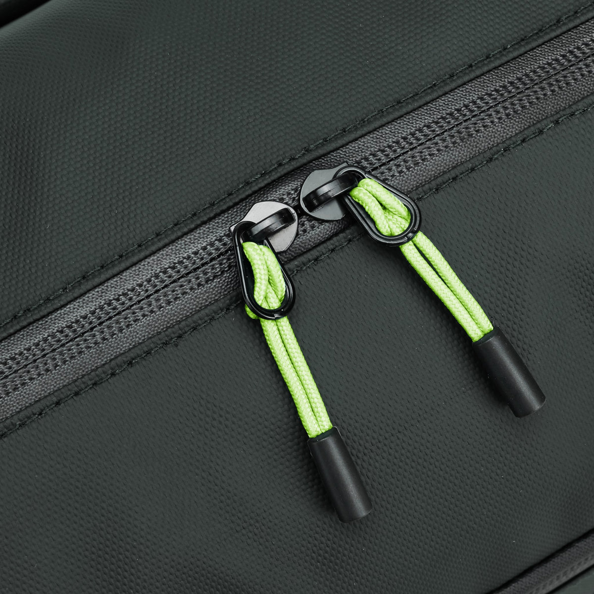 Olive — Voyager Shoulder Bag, zip pulls, detail
