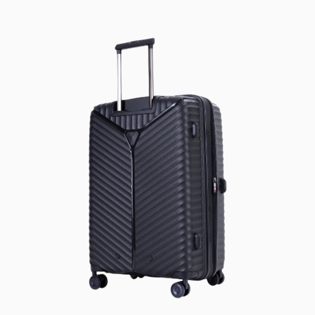 Charcoal — Mars hard shell suitcase, 78.5cm large, back, three-quarter view