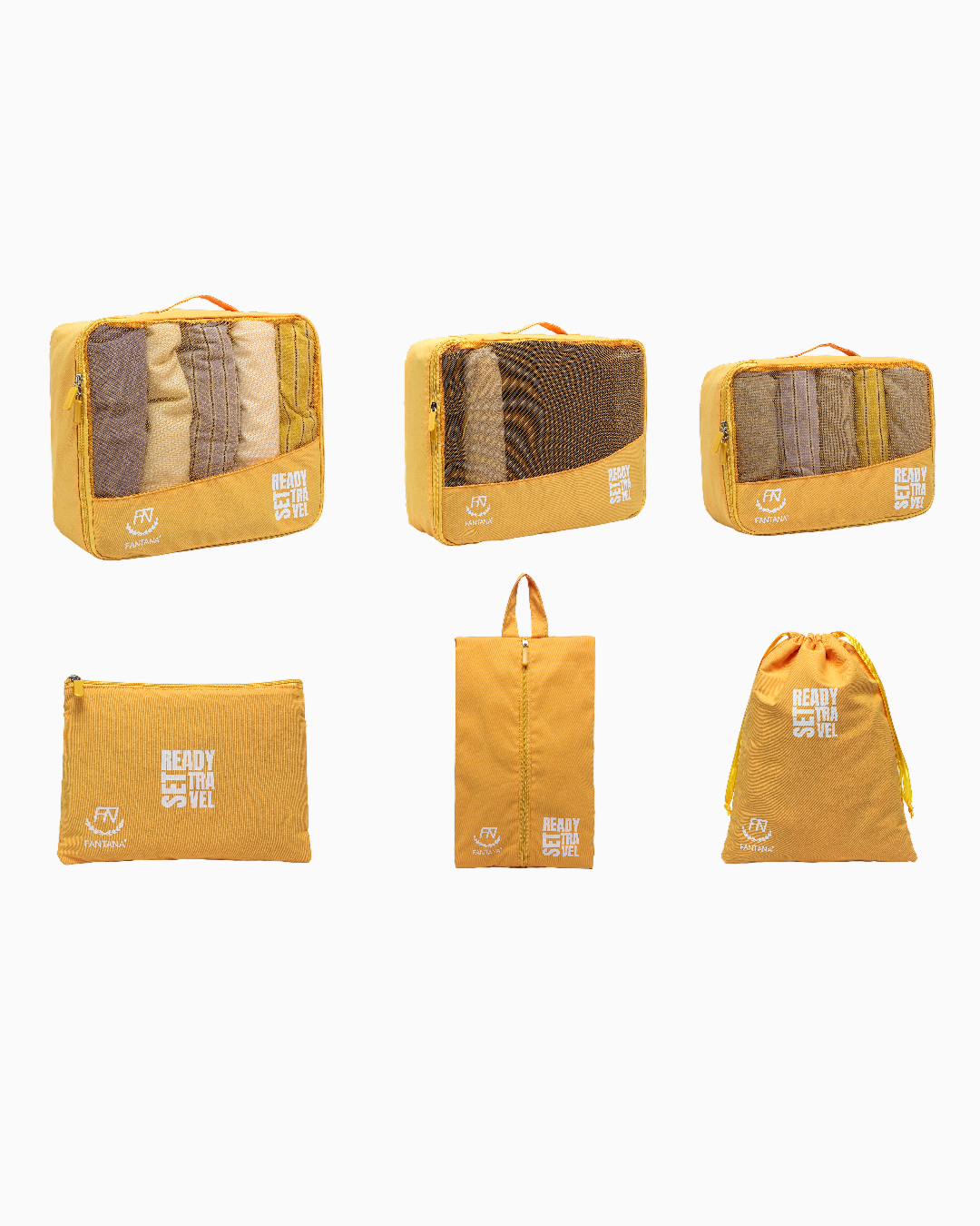 Gold — Packing cubes, set of 6, all six pieces