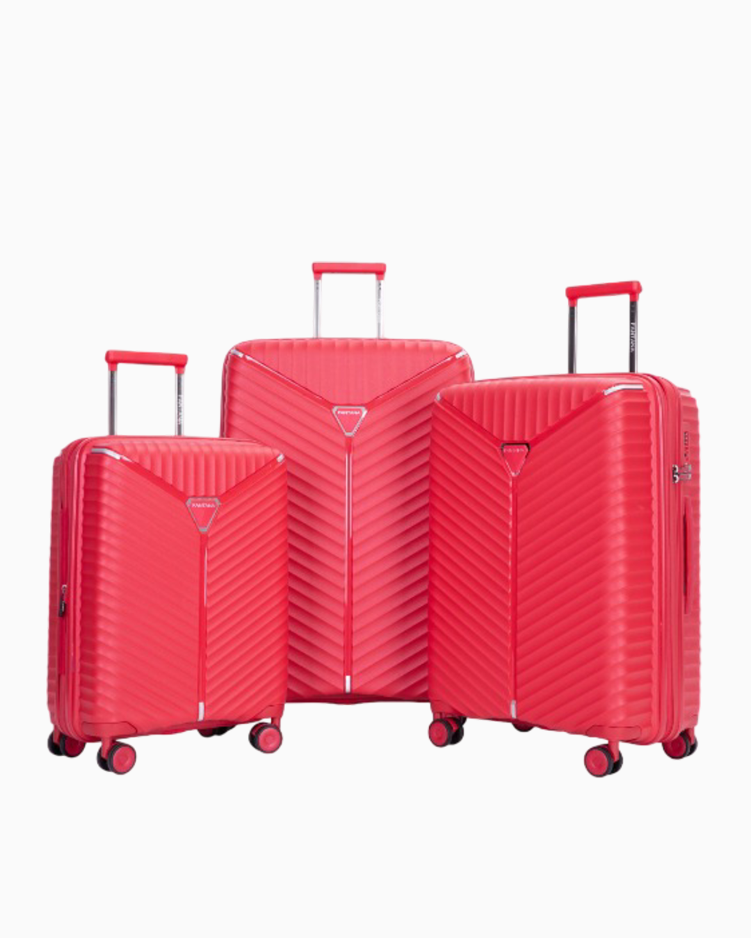Cherry — Mars hard shell suitcase, 78.5cm large, shown as a set of three