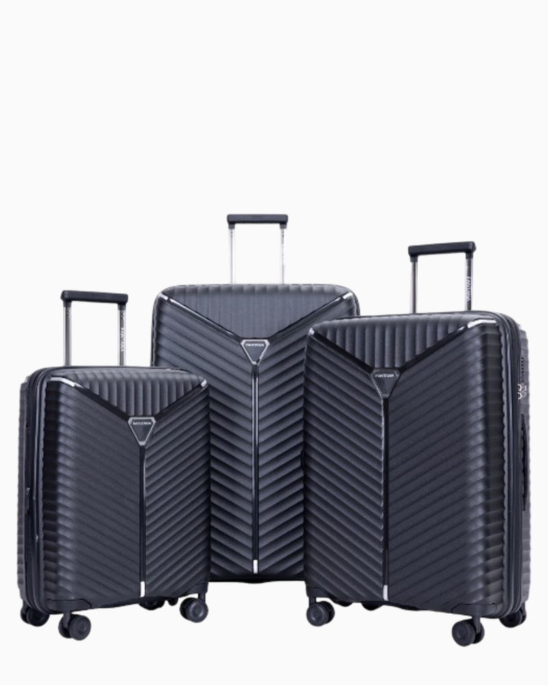 Charcoal — Mars hard shell suitcase set of 3, cabin, medium and large, all three